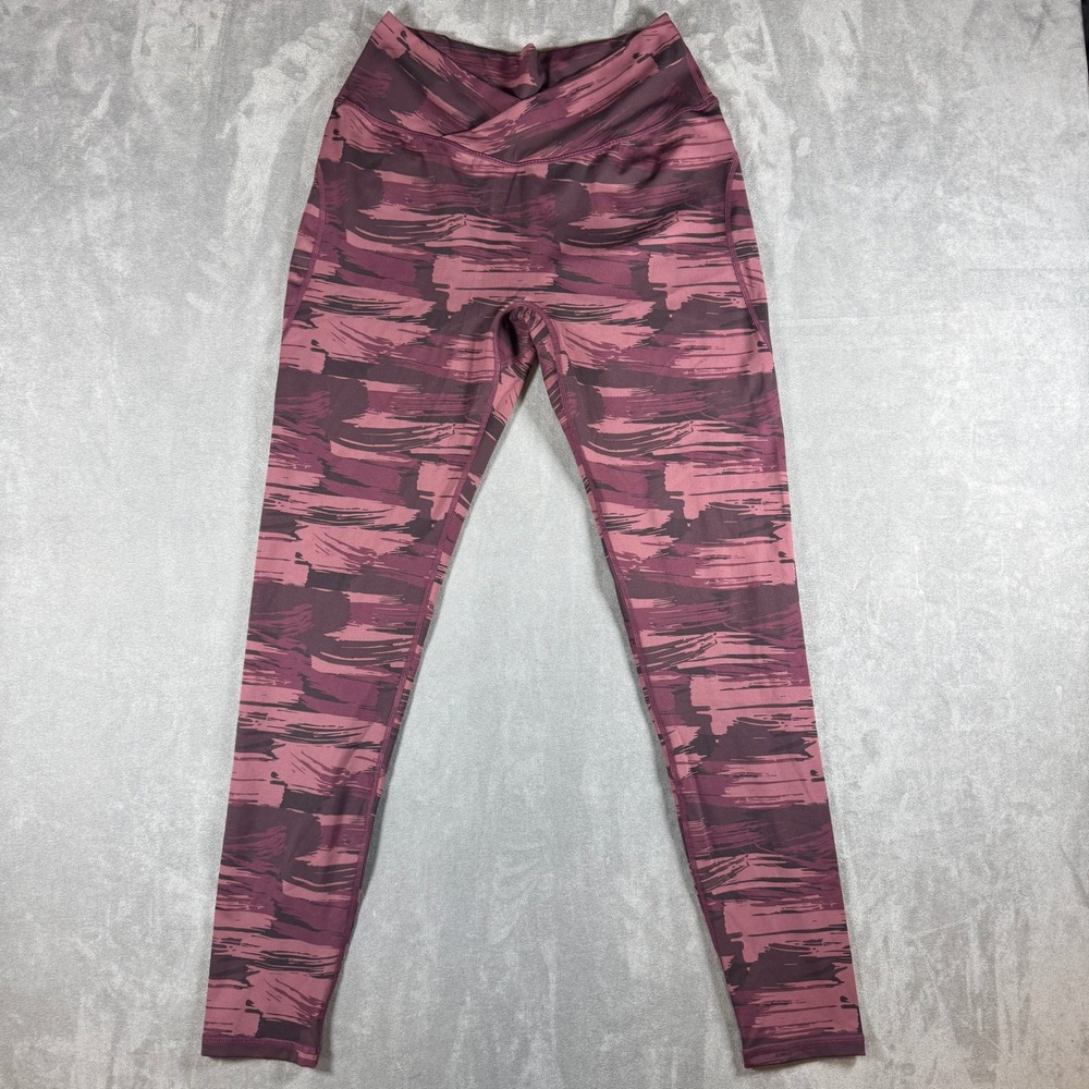 Alphalete Crossover Waistband Leggings Burgundy Brushstroke Camo Medium